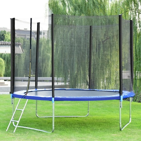 New 12FT Trampoline Combo Bounce Jump Safety Enclosure Net w//Spring Pad Ladder